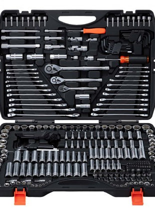 Mechanics Tool Set, 308-Piece Mechanic Tool Kit, 1/4 in, 3/8 in, and 1/2 in Drive, SAE and Metric Socket Set, Wrenches, Screwdriver Bits, Accessories, and Storage Case, for Automotive Repair