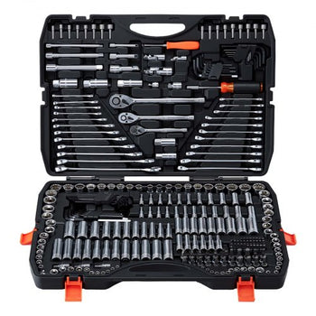 Mechanics Tool Set, 308-Piece Mechanic Tool Kit, 1/4 in, 3/8 in, and 1/2 in Drive, SAE and Metric Socket Set, Wrenches, Screwdriver Bits, Accessories, and Storage Case, for Automotive Repair