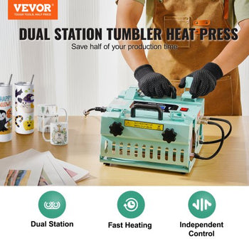Tumbler Heat Press Machine, 2 Station Heaters, 11-30oz Mug Press, Heat Up Fast and Even, Tumbler Press with Dual Independent Display Screens, for Sublimation Tumblers, Cups, and Mugs