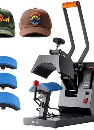 Hat Heat Press, 4-in-1 Cap Heat Press Machine, 6 x 3in Clamshell Sublimation Transfer, LCD Digital Timer Temperature Control with 4pcs Curved Heating Elements (6x3/6.7x2.7/6.7x2.7/8.1x3.5)