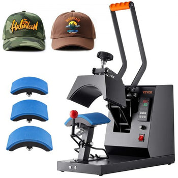 Hat Heat Press, 4-in-1 Cap Heat Press Machine, 6 x 3in Clamshell Sublimation Transfer, LCD Digital Timer Temperature Control with 4pcs Curved Heating Elements (6x3/6.7x2.7/6.7x2.7/8.1x3.5)