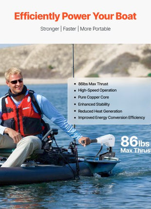 Electric Trolling Motor, Transom Mounted Outboard Boat Motors 24V 86lbs Thrust, 8-Speed Electric Boat Engine w/ Battery Indicator, for Kayaks, Fishing Boats on Freshwater/Saltwater, 36-In Shaft