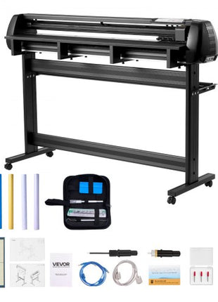 Vinyl Cutter Machine, 53 inch Max Feed Width, Dual Blades, Adjustable Force and Speed, LED Display, Vinyl Plotter Cutter Printer Bundle with Sticker Sheets, Transfer Film, Signmaster Software
