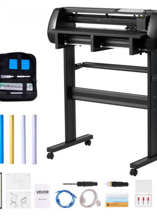 Vinyl Cutter Machine, 28 inch Max Feed Width, Dual Blades, Adjustable Force and Speed, LED Display, Vinyl Plotter Cutter Printer Bundle with Sticker Sheets, Transfer Film, Signmaster Software