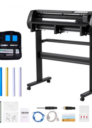 Vinyl Cutter Machine, 34 inch Max Feed Width, Dual Blades, Adjustable Force and Speed, LED Display, Vinyl Plotter Cutter Printer Bundle with Sticker Sheets, Transfer Film, Signmaster Software