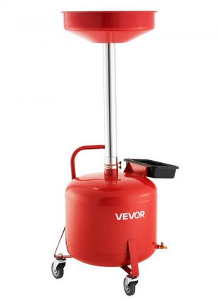 8 Gallon Waste Oil Drain Tank, Industrial Fluid Drain Tank with Adjustable Funnel Height, Portable Oil Drainer with Wheels & Toolbox, Fluid Fuel Transfer Drainage for Auto Repair Shops, Red