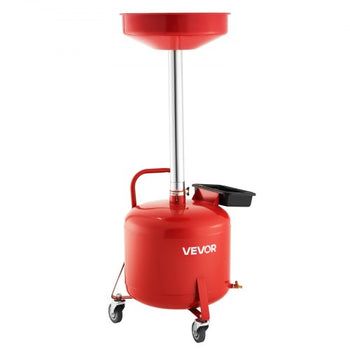8 Gallon Waste Oil Drain Tank, Industrial Fluid Drain Tank with Adjustable Funnel Height, Portable Oil Drainer with Wheels & Toolbox, Fluid Fuel Transfer Drainage for Auto Repair Shops, Red