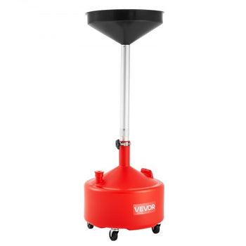 8 Gallon Waste Oil Drain Tank, Industrial Fluid Drain Tank with Adjustable Funnel Height, Portable Oil Drainer with Wheels, Fluid Fuel Transfer Drainage for Auto Repair Shops, Garages, Red