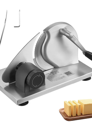 Manual Bread Slicer, 0-0.6" Adjustable Thickness Cheese Cutter, Hand Cranked Slicer for Homemade Bread - with Serrated Stainless Steel Blade for Kitchen, Restaurant, Bakery, Party