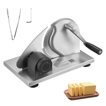 Manual Bread Slicer, 0-0.6" Adjustable Thickness Cheese Cutter, Hand Cranked Slicer for Homemade Bread - with Serrated Stainless Steel Blade for Kitchen, Restaurant, Bakery, Party