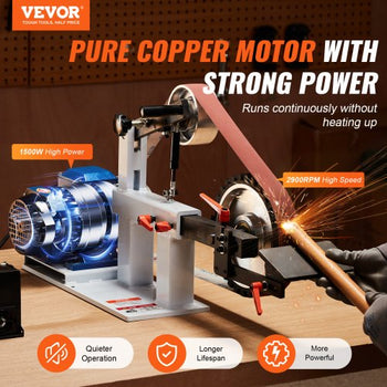 Belt Grinder Sander, 72 x 2-Inch Variable Speed Belt Polisher with VFD, 1500W 2HP Polishing Grinding Machine with 3 Grinding Moulds & 3PCS Sanding Belts for Metalworking, Knife Making