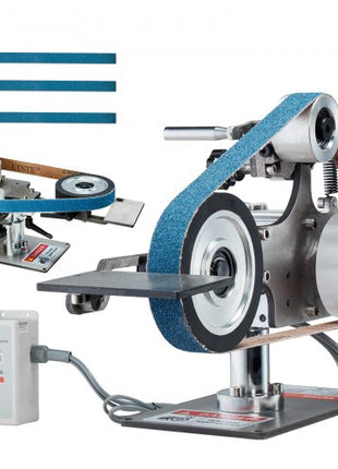 Belt Grinder Sander, 30 x 1-Inch Variable Speed Belt Polisher with VFD, 550W Polishing Grinding Machine with 2 Grinding Moulds & 3PCS Sanding Belts for Metalworking, Knife Making