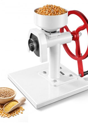 Manual Grain Mill with Flywheel, Hand-Crank Corn Grinder, Heavy-Duty Carbon Steel Wheat Grinding Mill with Adjustable Fineness & 0.53 Gallon Hopper for Grains Spices Coffee Beans Nuts