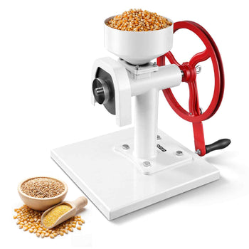 Manual Grain Mill with Flywheel, Hand-Crank Corn Grinder, Heavy-Duty Carbon Steel Wheat Grinding Mill with Adjustable Fineness & 0.53 Gallon Hopper for Grains Spices Coffee Beans Nuts