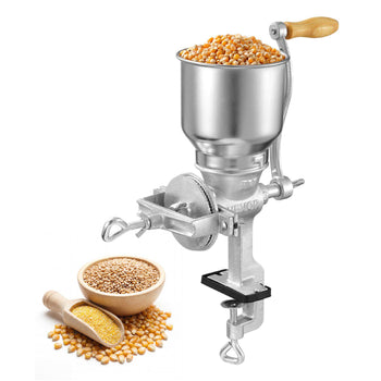 Manual Grain Mill with High Hopper, Hand-Crank Corn Grinder, Heavy Duty Cast Iron Wheat Grinding Mill with Stable Table Clamp for Grains Spices Coffee Beans Nuts