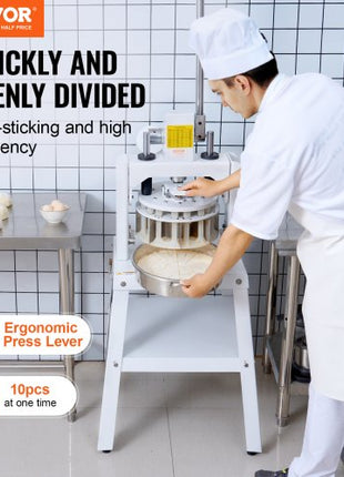 Dough Divider Rounder, 10PCS Manual Dough Equal Divider Machine, 4.23oz - 19.75oz Hand Press Dough Cutter with 304 Stainless Steel Tray and Blade, Bread Maker for Bakery, Restaurant, Commercial