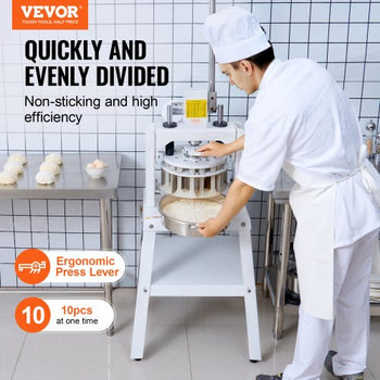 Dough Divider Rounder, 10PCS Manual Dough Equal Divider Machine, 4.23oz - 19.75oz Hand Press Dough Cutter with 304 Stainless Steel Tray and Blade, Bread Maker for Bakery, Restaurant, Commercial