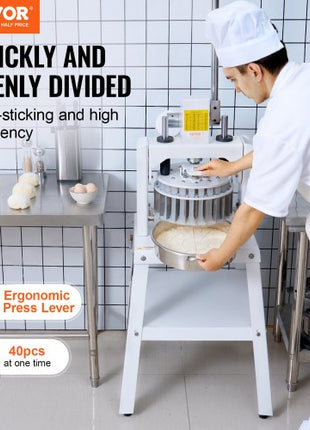 Dough Divider Rounder, 40PCS Manual Dough Equal Divider Machine, 1.06oz - 4.94oz Hand Press Dough Cutter with 304 Stainless Steel Tray and Blade, Bread Maker for Bakery, Restaurant, Commercial