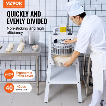 Dough Divider Rounder, 40PCS Manual Dough Equal Divider Machine, 1.06oz - 4.94oz Hand Press Dough Cutter with 304 Stainless Steel Tray and Blade, Bread Maker for Bakery, Restaurant, Commercial