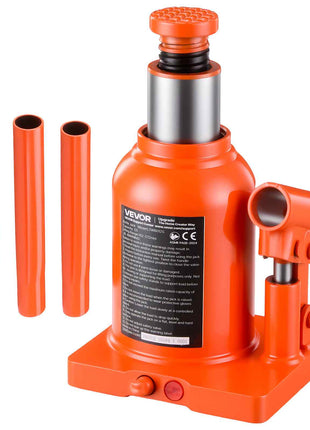 Hydraulic Bottle Jack 12 Ton (26455.5 lbs) 5.98"-10.71" Lifting Range, for Heavy-Duty Pickup, Medium-Duty Truck, RV, Auto Repair and House Lift, Welded Jack with 3-Section Long Handle, Orange