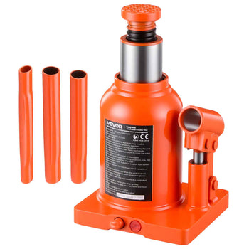 Hydraulic Bottle Jack 12 Ton (26455.5 lbs) 5.98"-10.71" Lifting Range, for Heavy-Duty Pickup, Medium-Duty Truck, RV, Auto Repair and House Lift, Welded Jack with 3-Section Long Handle, Orange