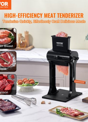 Commercial Meat Tenderizer, Heavy Duty Stainless Steel Meat Tenderizer Machine, Quick and Easy Manual Operation Kitchen Tool, 5.8" Feed Port for Beef, Turkey, Chicken, Pork, Steak, and Fish