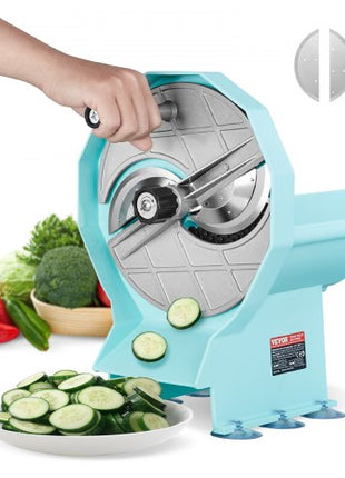 Manual Vegetable Fruit Slicer, 0-0.5"/0-12mm Thickness Adjustable Commercial Slicer Machine, Double Feed Ports, Stainless Steel Blade Food Cutter Slicing Machine for Cucumber, Lemon, Tomato