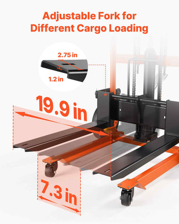 Hydraulic Material Lift Winch Stacker, 450 lbs Load Capacity, Pallet Truck Dolly with Fork Lift Table, 39.4 Inches Max Lifting Height, Foldable & Portable Pallet Jack Table Cart, Orange & Black