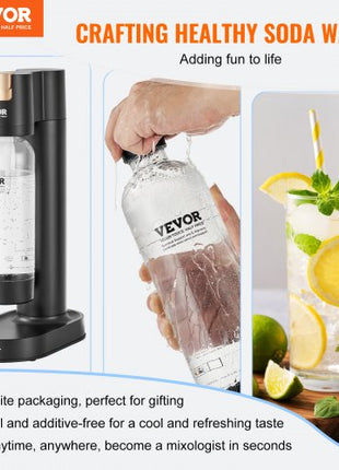 Sparkling Water Maker, Soda Maker Machine for Home Carbonating, Seltzer Water Starter Kit with BPA-free 1L PET Bottle, 2 CO2 Cylinders, Compatible with Mainstream Screw-in 60L CO2 Cylinder