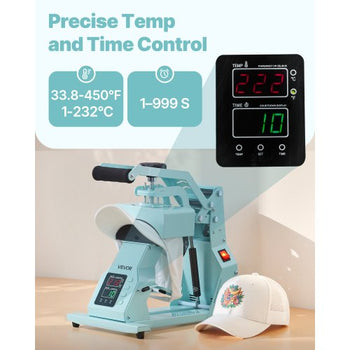 Hat Heat Press Machine, with 2pcs Interchangeable Platens, Precise Temperature and Time Control, Hat Press for HTV Iron On and Sublimation Projects, for Caps, Headbands, Cuffs, Face Masks, Green