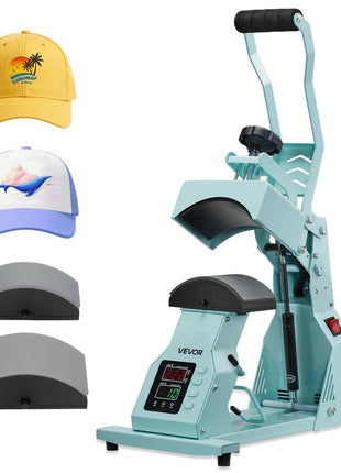 Hat Heat Press Machine, with 2pcs Interchangeable Platens, Precise Temperature and Time Control, Hat Press for HTV Iron On and Sublimation Projects, for Caps, Headbands, Cuffs, Face Masks, Green