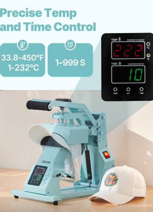 Hat Heat Press Machine, with 4pcs Interchangeable Platens, Precise Temperature and Time Control, Hat Press for HTV Iron On and Sublimation Projects, for Caps, Headbands, Cuffs, Face Masks, Green