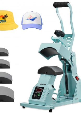 Hat Heat Press Machine, with 4pcs Interchangeable Platens, Precise Temperature and Time Control, Hat Press for HTV Iron On and Sublimation Projects, for Caps, Headbands, Cuffs, Face Masks, Green