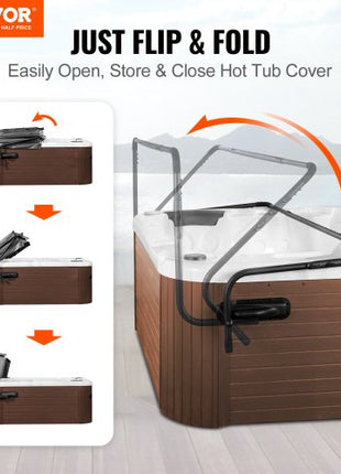 Hot Tub Cover Lift, Spa Cover Lift, Height 31.5" - 41.3" Width 69" - 100.5" Adjustable, Installed on Both Sides at the Top, Suitable for Various Sizes of Rectangular Bathtubs, Hot Tubs, Spa