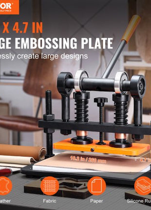 Leather Cutting Machine, 10.2 x 4.7 in Embossing Plate Manual Die Cutter, 0.47 in Pressure Stroke Dual Guide Shafts Die Cut Machine, Leather Embossing Machine for Various of Materials