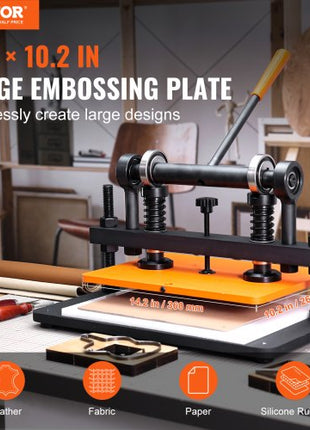 Leather Cutting Machine, 14.2 x 10.2 in Embossing Plate Manual Die Cutter, 0.47 in Pressure Stroke Dual Guide Shafts Die Cut Machine, Leather Embossing Machine for Various of Materials