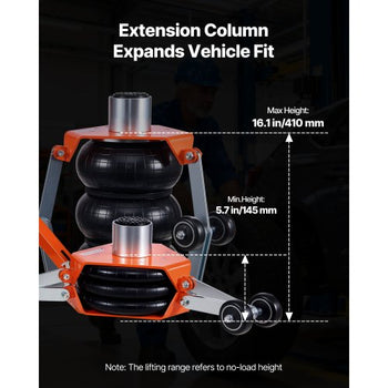 Air Jack, 3 Ton/6613 lbs Triple Bag Air Jack, Airbag with Support Rod, Lift Up to 18.5 inch with Heightened Column & Adjustable Handle, 1-6 s Fast Lifting Pneumatic for Car, SUV, Pickup Truck
