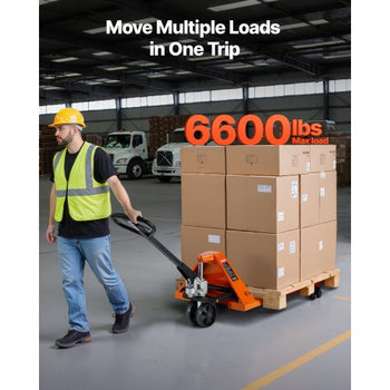 Pallet Jack, 6600 lbs Load Capacity, Manual Pallet Truck with 48L x 27W Inch Forks for Material Handling, 3.35-7.1 Inch Fork Lift Height Range, Suitable for Warehouse, Supermarket, Manufacturing