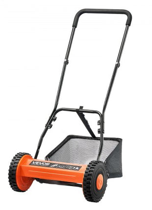 Push Reel Lawn Mower 16 inch, 5 Blades Manual Push Mower No Motor, 0.6-1.75 in Adjustable Cutting Height, Walk-Behind Lawn Mowers with Grass Catcher Bag for Green Lawns, Driveways, Courtyards