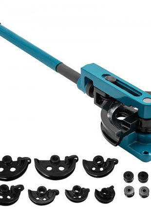 Pipe Tube Bender, 3/8" to 1" Manual Pipe Tube Bender, with 7 Dies, Heavy Duty Tube Bender Tubing of Steel Metal Copper, for Repair Shops, Blue