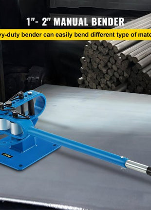YP-9 Manual Bender, Soild Round Square Bar Metal Bender with 7 Bending Dies, Metal Rod Bar Bender Bending Tool for Construction Site Auto Repair