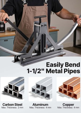 1-1/2\" Tubing Rolling Bender Manual Square & Rectangular Tube Bender 14 Gauge Roller Tubing Roller Flat Bar Bender For Mild Steel Cooper & Aluminum