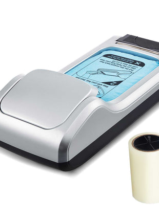 Shoe Cover Dispenser, Automatic Shoe Film Machine with 1 Roll (600 Pcs) of Non-Slip Disposable Sole Membrane, Fits Size Up to US 11, for Home, Office, Lab, Factory, Hospital, Indoor Use, Silver