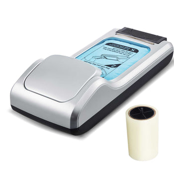 Shoe Cover Dispenser, Automatic Shoe Film Machine with 1 Roll (600 Pcs) of Non-Slip Disposable Sole Membrane, Fits Size Up to US 11, for Home, Office, Lab, Factory, Hospital, Indoor Use, Silver