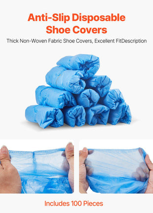 Shoe Cover Dispenser, Automatic Shoe Covers Dispenser with 100 Pcs of Non-Slip Disposable Shoes Covers, Fits Size Up to US 11, for Home, Office, Lab, Factory, Hospital, Indoor Use, Silver