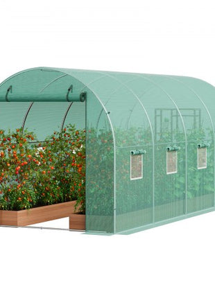 Walk-in Tunnel Greenhouse 14.6x6.36x6.3ft Galvanized Frame PE Cover Green