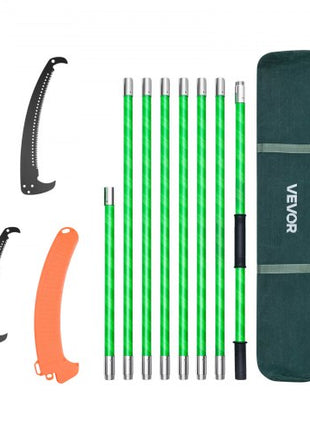 Manual Pole Saw, 3.87-27 ft Extendable Pole Tree Pruner, Sharp 65Mn Steel Blade, Lightweight Fiberglass Handle Pole, Double-Hook Saw for High Branch Trimming, Pruning Tool for Palms, Shrubs