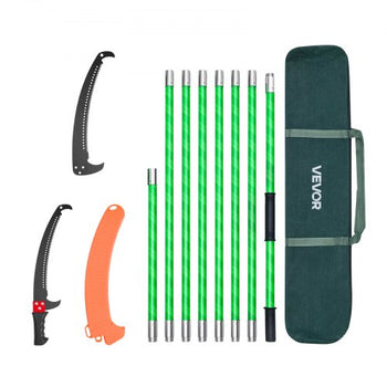 Manual Pole Saw, 3.87-27 ft Extendable Pole Tree Pruner, Sharp 65Mn Steel Blade, Lightweight Fiberglass Handle Pole, Double-Hook Saw for High Branch Trimming, Pruning Tool for Palms, Shrubs