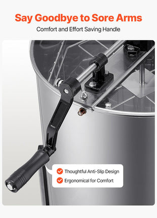 Honey Extractor, 4/8 Frame Manual Honey Spinner with Transparent Lid, Stainless Steel Honeycomb Drum Spinner with Height Adjustable Stand, Honeycomb Extraction Equipment for Beekeeping