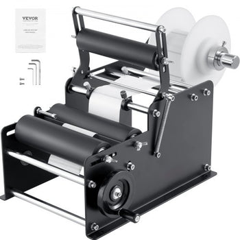 Manual Round Labeling Machine, 15-20pcs/min, Bottle Label Applicator for Round Bottles, Adjustable Manual Round Bottle Labeler Suitable for Bottle Diameter 0.78-4.72 inches (with Pressing Bar)